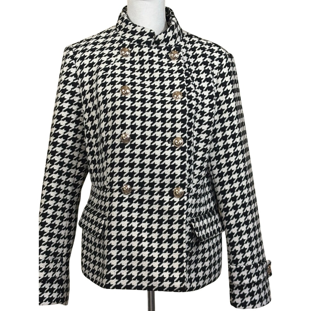 Ann Taylor Houndstooth Wool Blend Double Breasted Blazer Old Money PreppySize 12
